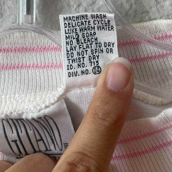 Vintage Gitano Pink & White Striped Short Sleeve Mock T-Neck T-Shirt - Picture 10 of 10